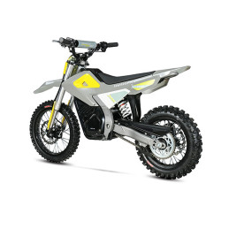 Electric dirt bike for riders from 8 to approximately 14 years old. The Foxboy REV2 PRO