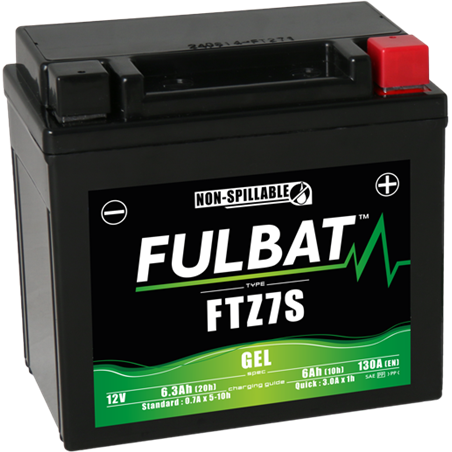 Fulbat battery  FTZ7S GEL  12Volt  Capacity:6Ah  CCA:130Amp  L:113 W:70 H:105   P/N:550635  Polarity: - / +