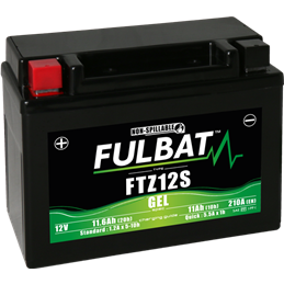 Fulbat battery  FTZ12S GEL  12Volt  Capacity:11Ah  CCA:210Amp  L:150 W:88 H:110   P/N:550637  Polarity: + / -