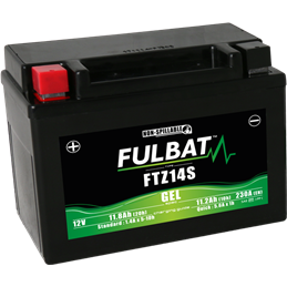 Fulbat battery  FTZ14S GEL  12Volt  Capacity:11.2Ah  CCA:230Amp  L:150 W:88 H:110   P/N:550638  Polarity: + / -