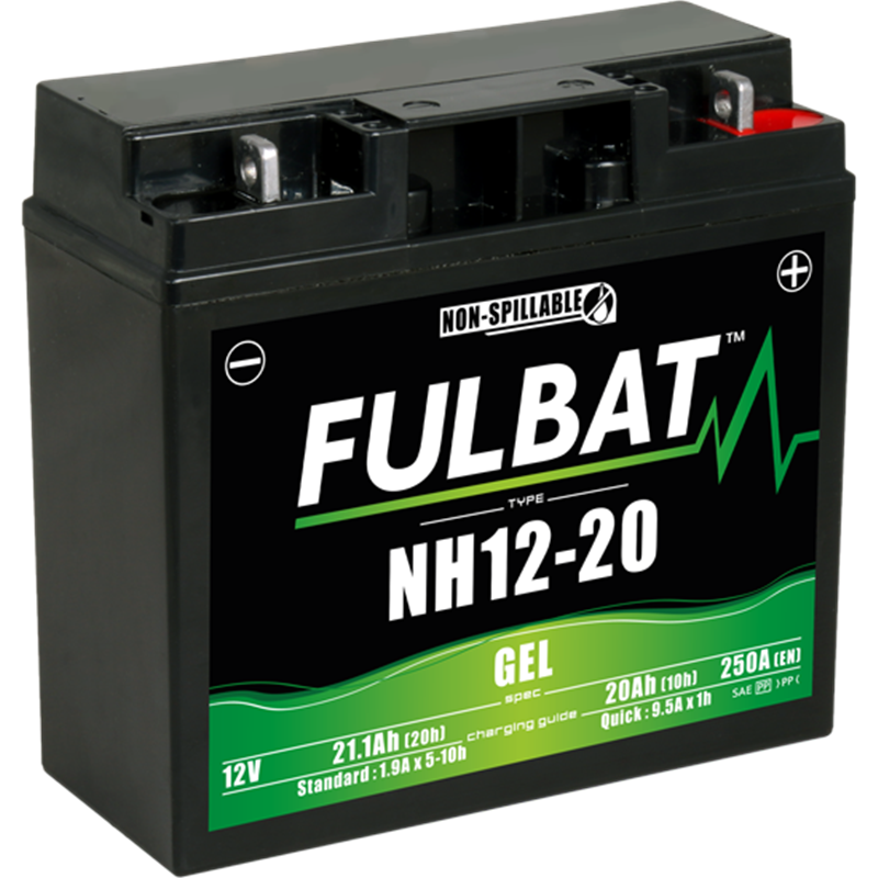 Fulbat battery  NH12-20 GEL (BMW)  12Volt  Capacity:20Ah  CCA:235Amp  L:186 W:82 H:171   P/N:550917  Polarity: - / +