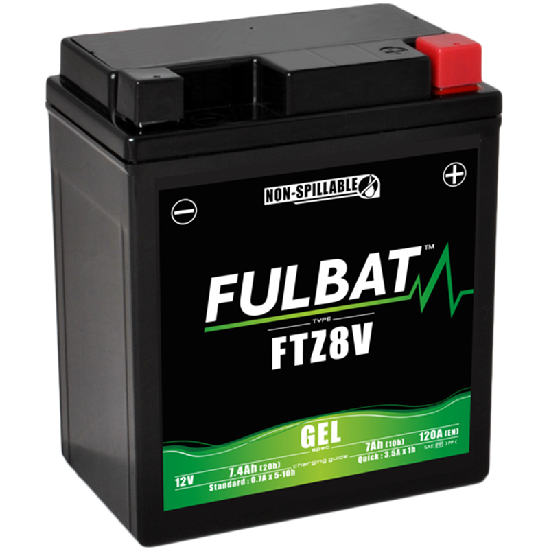 Fulbat battery  FTZ8V GEL  12Volt  Capacity:7Ah  CCA:120Amp  L:113 W:70 H:130   P/N:550918  Polarity: - / +