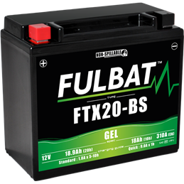 Fulbat battery  FTX20-BS GEL  12Volt  Capacity:18Ah  CCA:270Amp  L:175 W:87 H:155   P/N:550993  Polarity: + / -