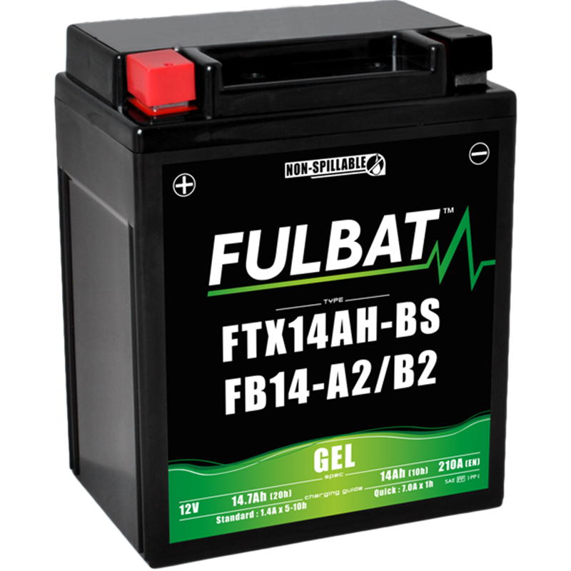 Fulbat battery  FTX14AH-BS / FB14-A2/B2 GEL   12Volt  Capacity:14Ah  CCA:175Amp  L:135 W:90 H:167   P/N:550946  Polarity: +/-