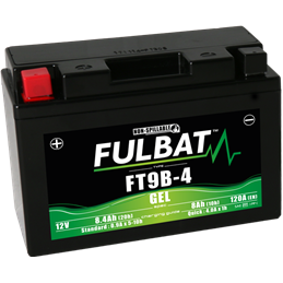 Fulbat battery  FT9B-4 GEL  12Volt  Capacity:8Ah  CCA:120Amp  L:150 W:68 H:105   P/N:550642  Polarity: + / -