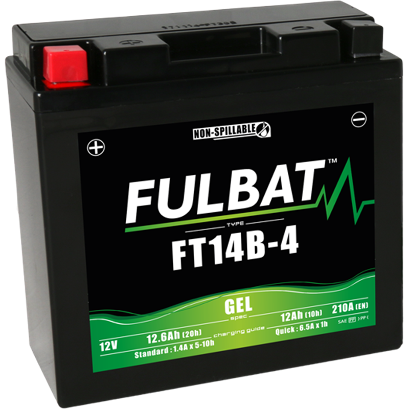 Fulbat battery  FT14B-4 GEL  12Volt  Capacity:12Ah  CCA:210Amp  L:150 W:69 H:145   P/N:550644  Polarity: + / -