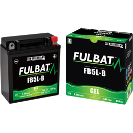 Fulbat battery  FB5L-B GEL  12Volt  Capacity:5Ah  CCA:65Amp  L:120 W:60 H:130   P/N:550991  Polarity: -/+