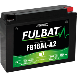 Fulbat battery  FB16AL-A2 GEL  12Volt  Capacity:16Ah  CCA:210Amp  L:205 W:70 H:162   P/N:550948  Polarity: -/+