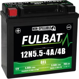 Fulbat battery  12N5.5-4A/4B GEL  12Volt  Capacity:5.5Ah  CCA:70Amp  L:135 W:60 H:130   P/N:550981  Polarity: + / -